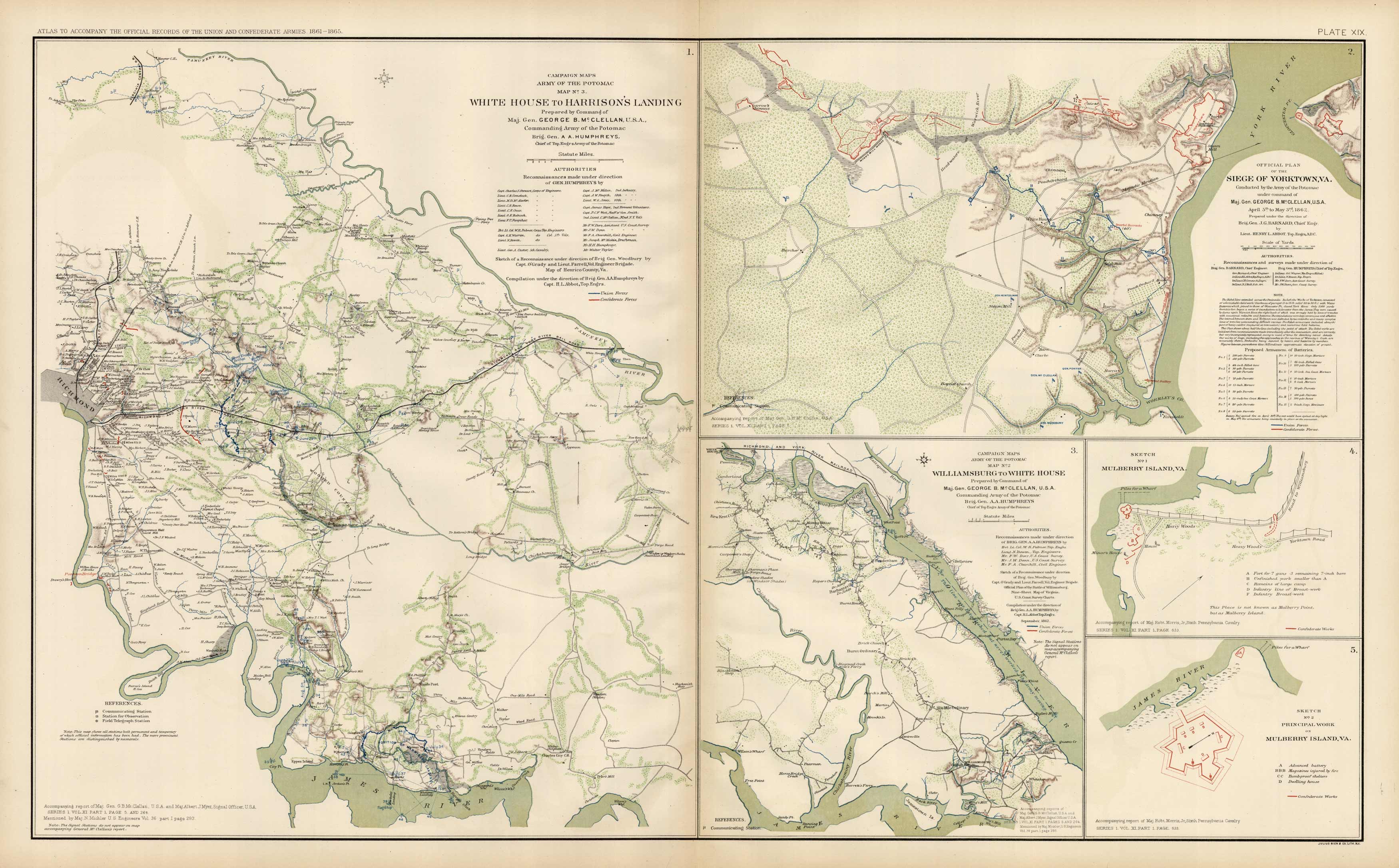 Civil War Atlas; Plate 19; Map of Harrisons Landing Civil War Atlas; Plate 19; Map of Harrisons Landing