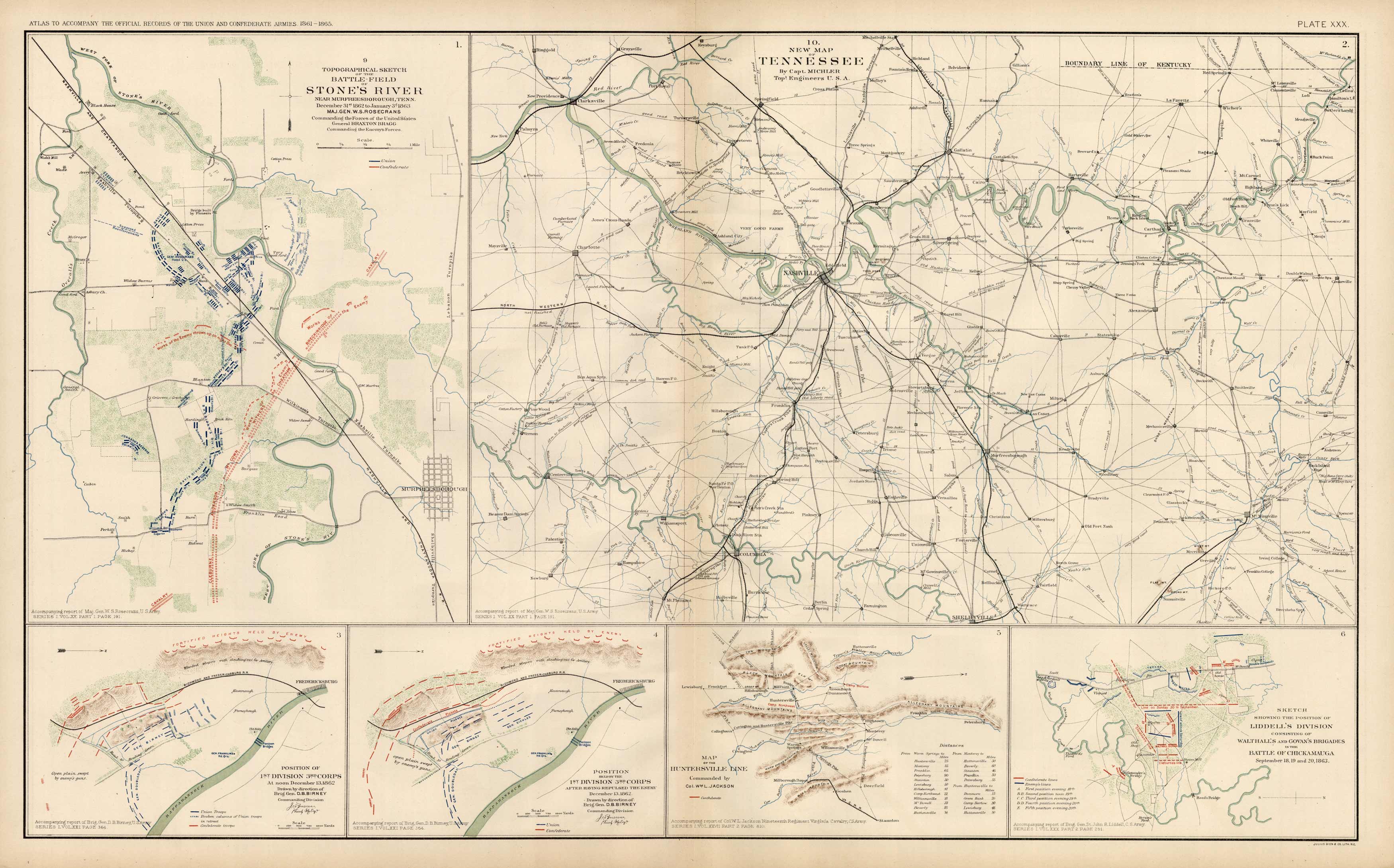 Civil War Atlas; Plate 30; Maps of Stones River Battle Field and ...