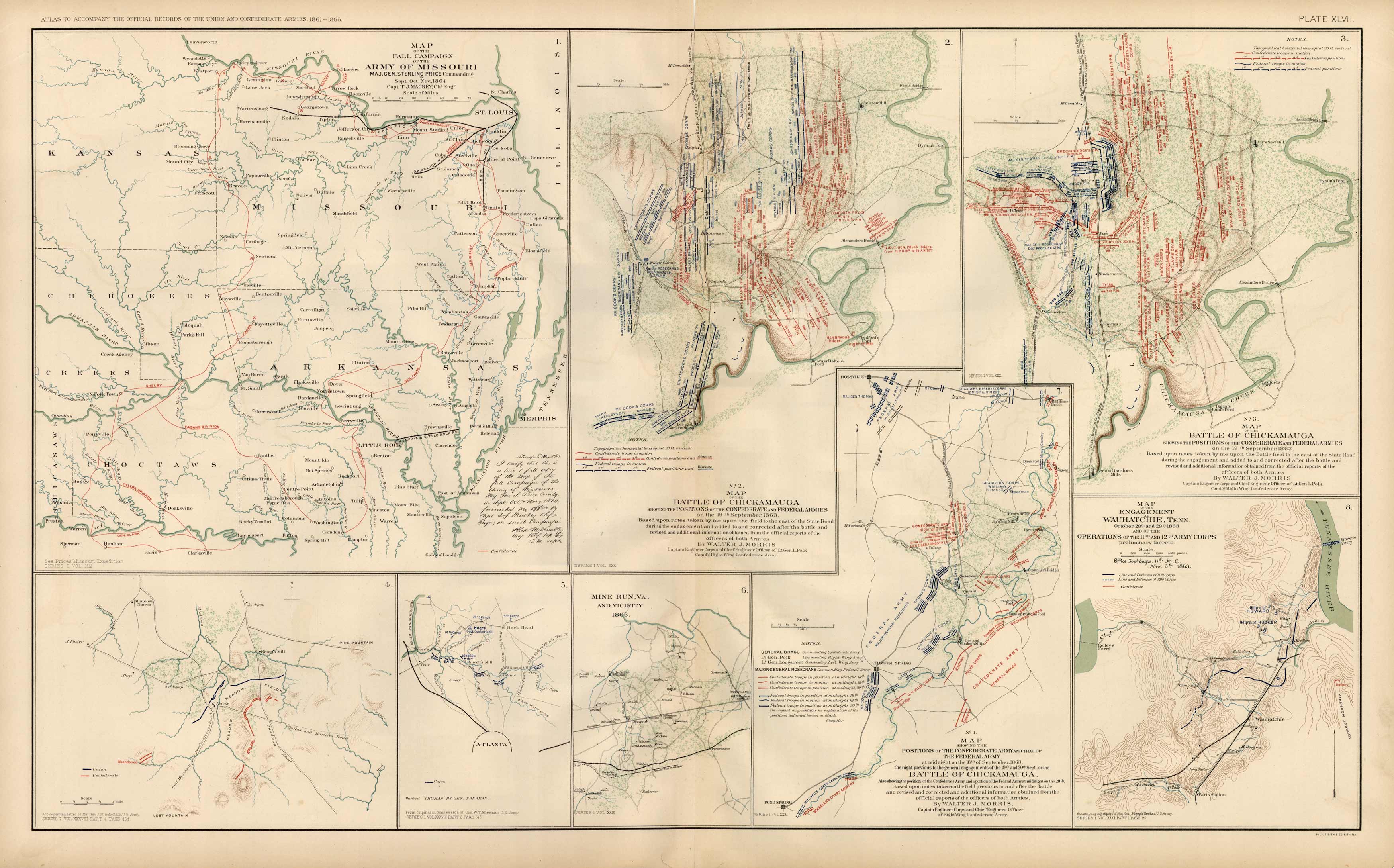 Civil War Atlas; 1892; Plate 47; Map of The Fall Campaign of the Army of Missouri; Battle of Chickamauga Civil War Atlas; 1892; Plate 47; Map of The Fall Campaign of the Army of Missouri; Battle of Chickamauga