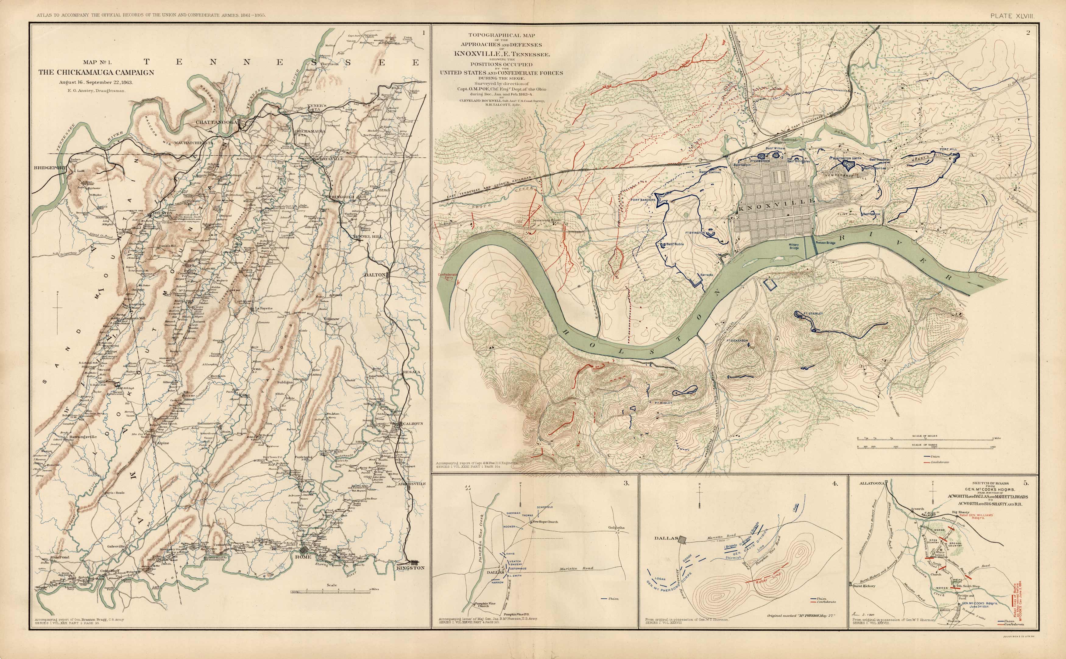 Civil War Atlas; 1892; Plate 48; Map of The Chickamauga Campaign ...