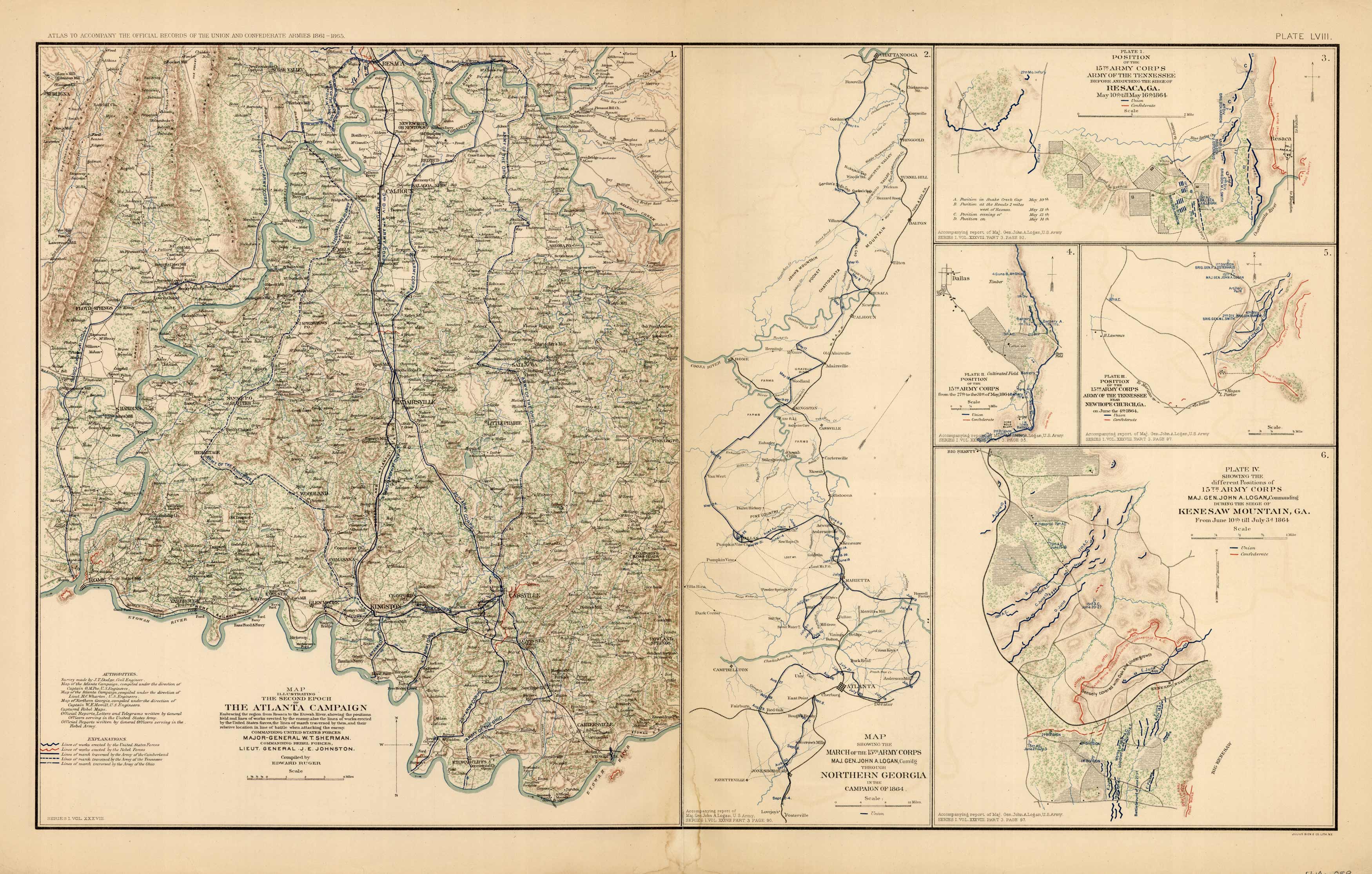 Civil War Atlas; Plate 58; Maps of The Atlanta Campaign Civil War Atlas; Plate 58; Maps of The Atlanta Campaign