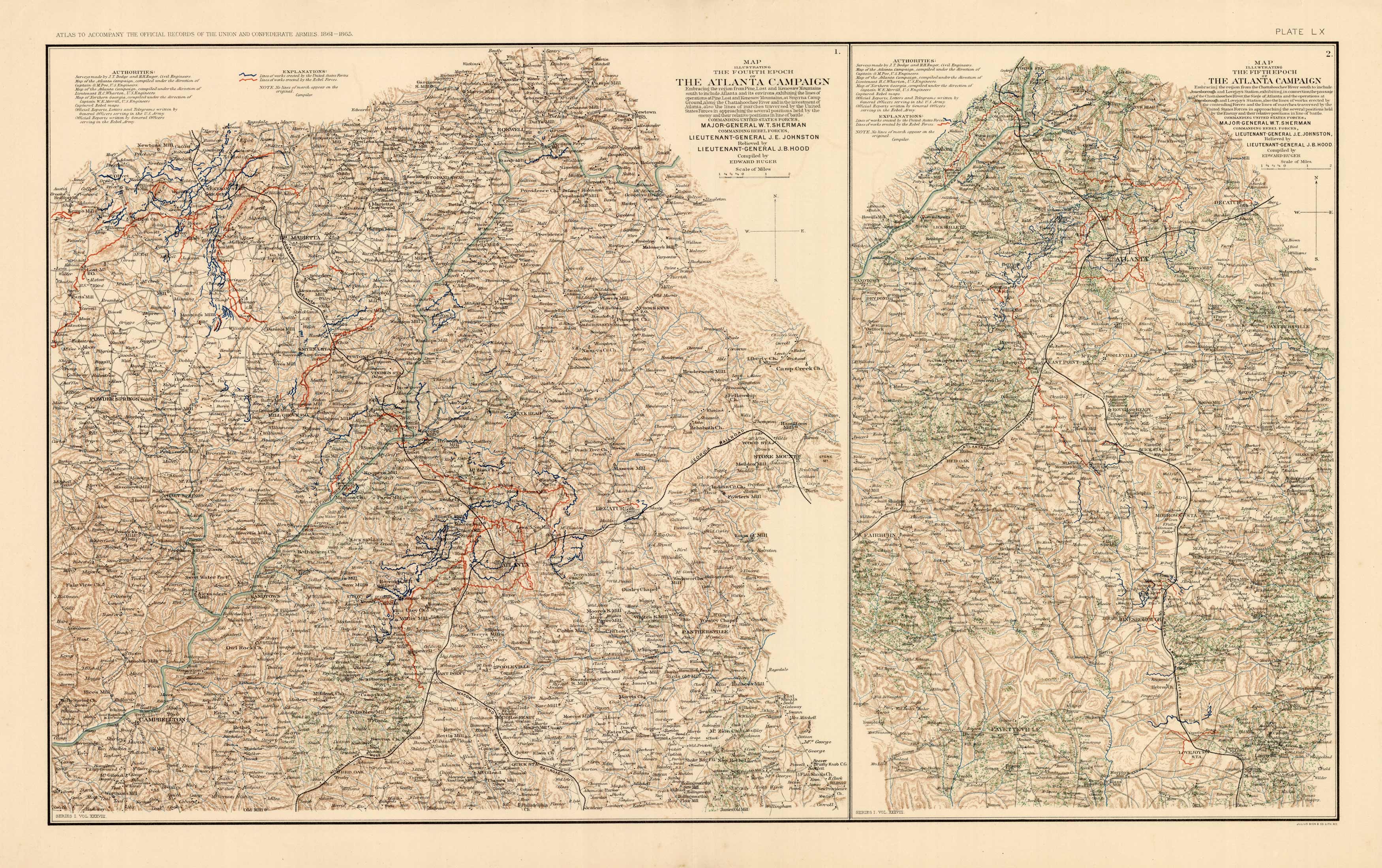 Civil War Atlas; Plate 60; Maps of Atlanta Campaign Civil War Atlas; Plate 60; Maps of Atlanta Campaign