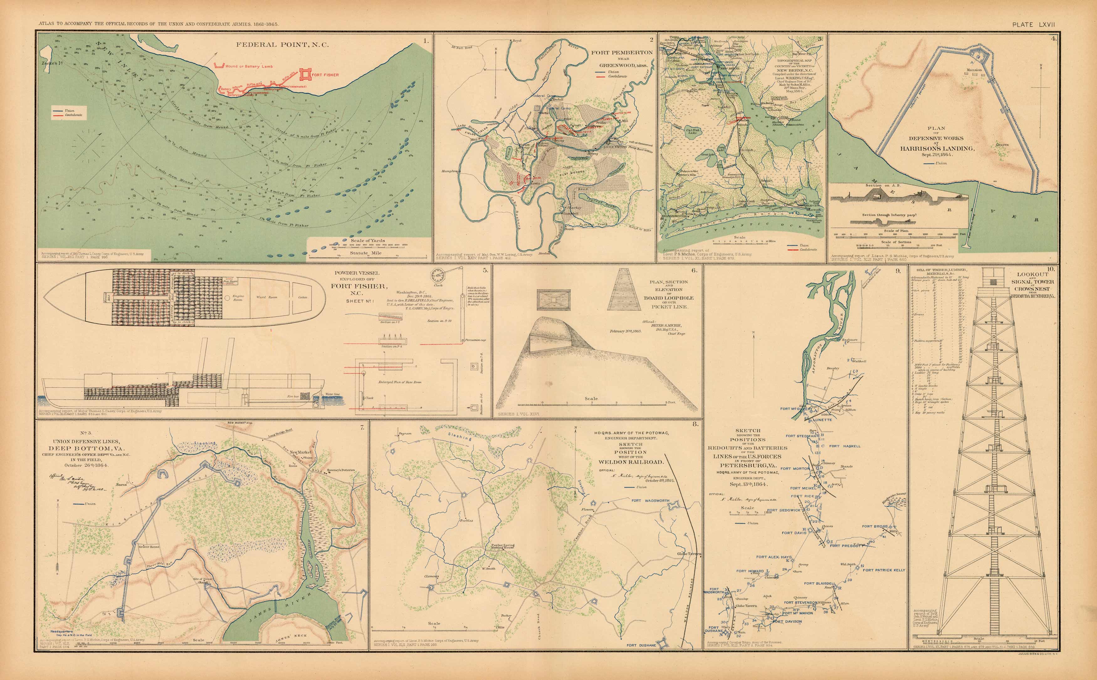 Civil War Atlas; Plate 67; Maps of Federal Point Civil War Atlas; Plate 67; Maps of Federal Point