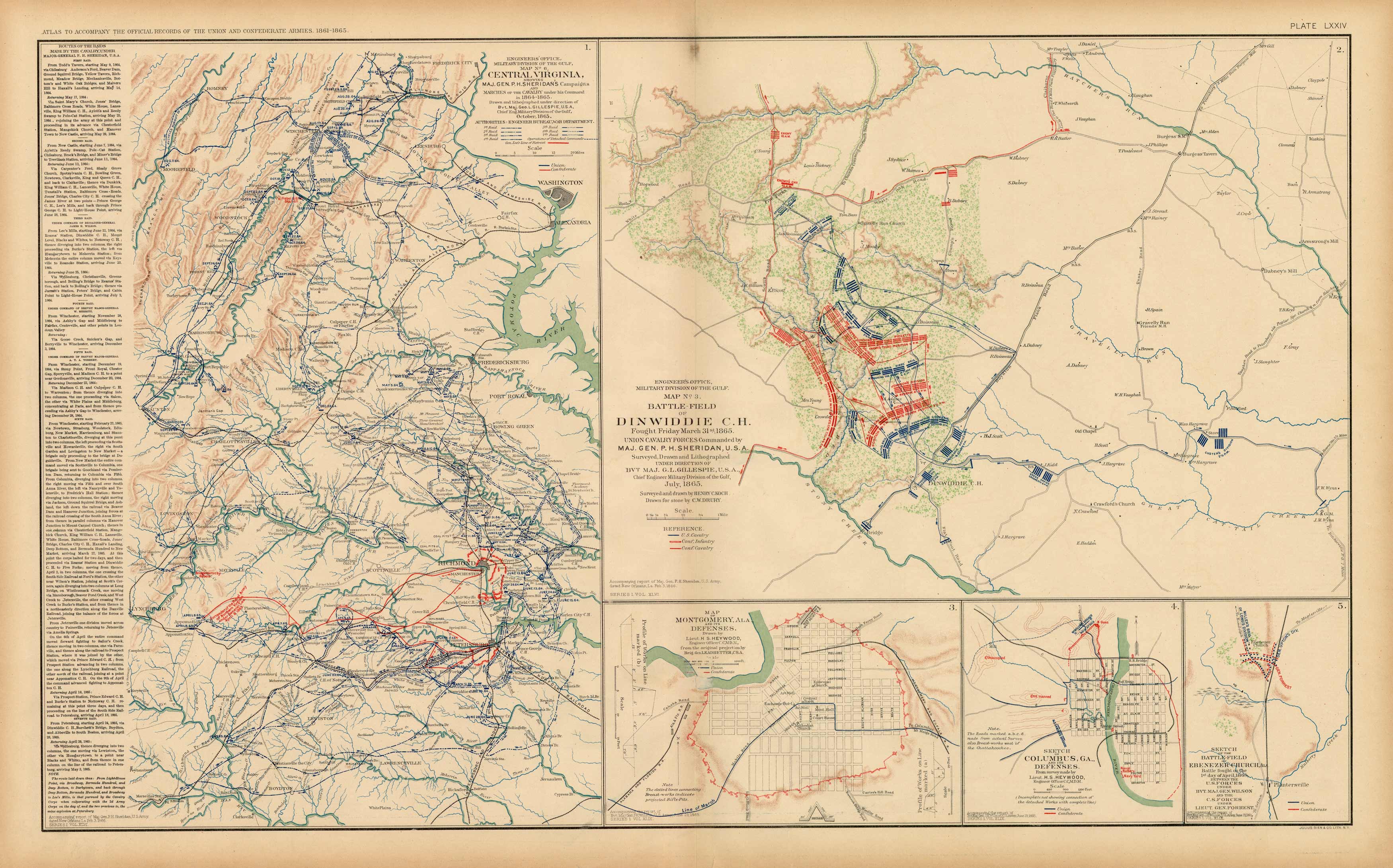 Civil War Atlas; Plate 74; Central Virginia; Dinwiddle C.H.; Montgomery ...