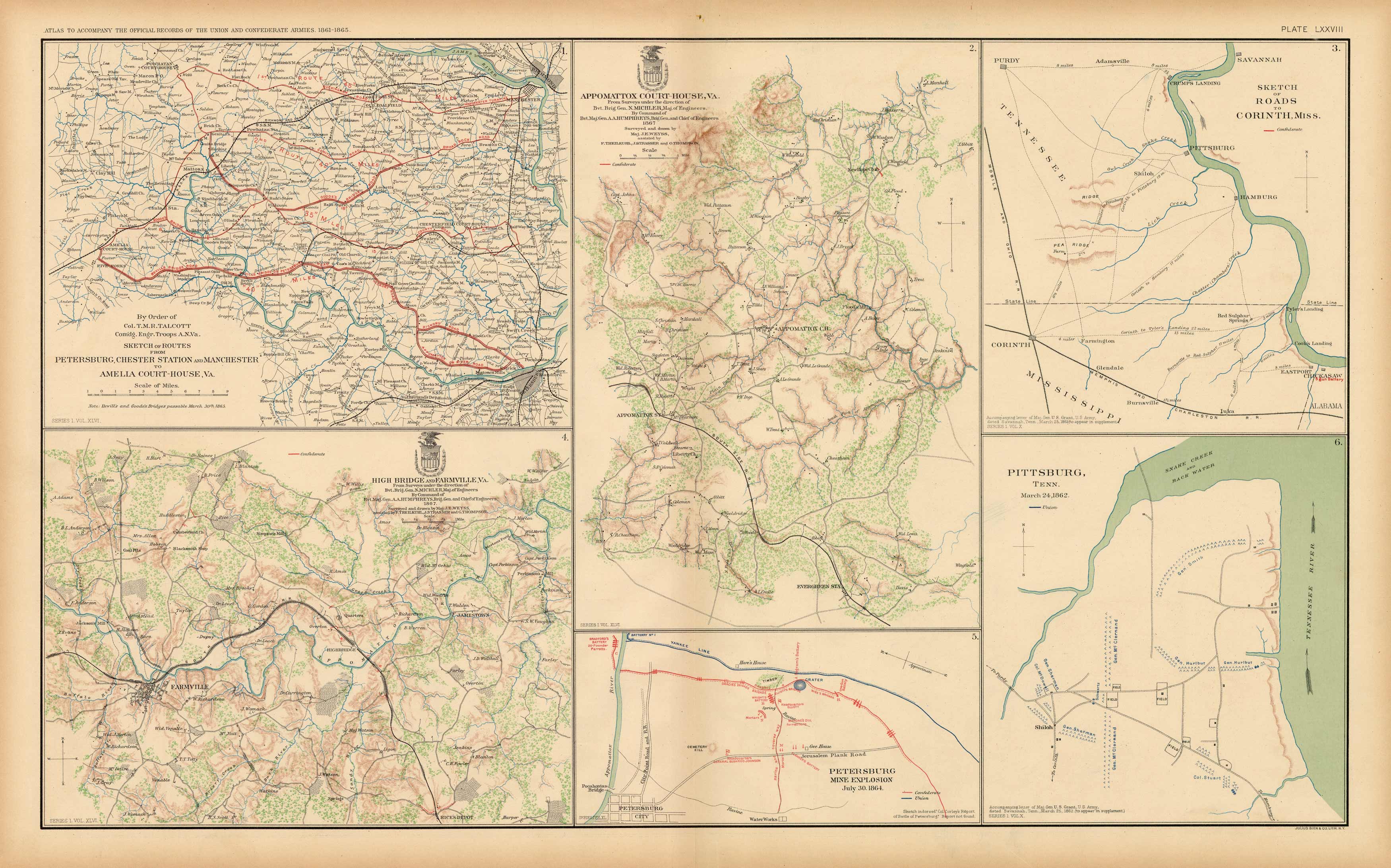 Civil War Atlas; Plate 78; Maps of High Bridge and Farmville Civil War Atlas; Plate 78; Maps of High Bridge and Farmville