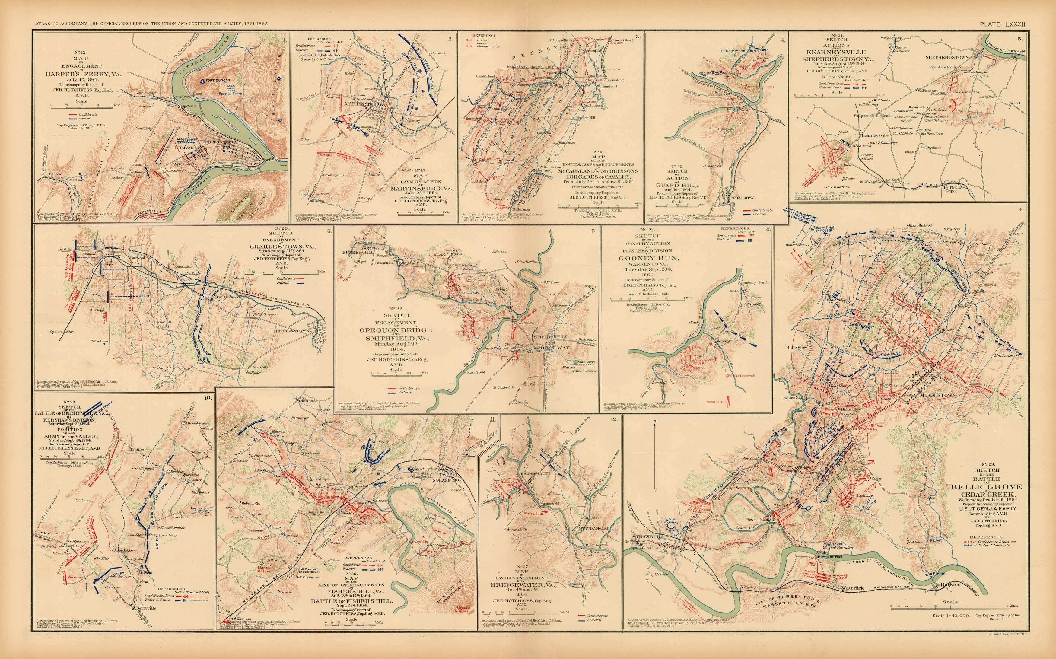 Civil War Atlas; Plate 82; Map of Engagement at Harpers Ferry, VA ...