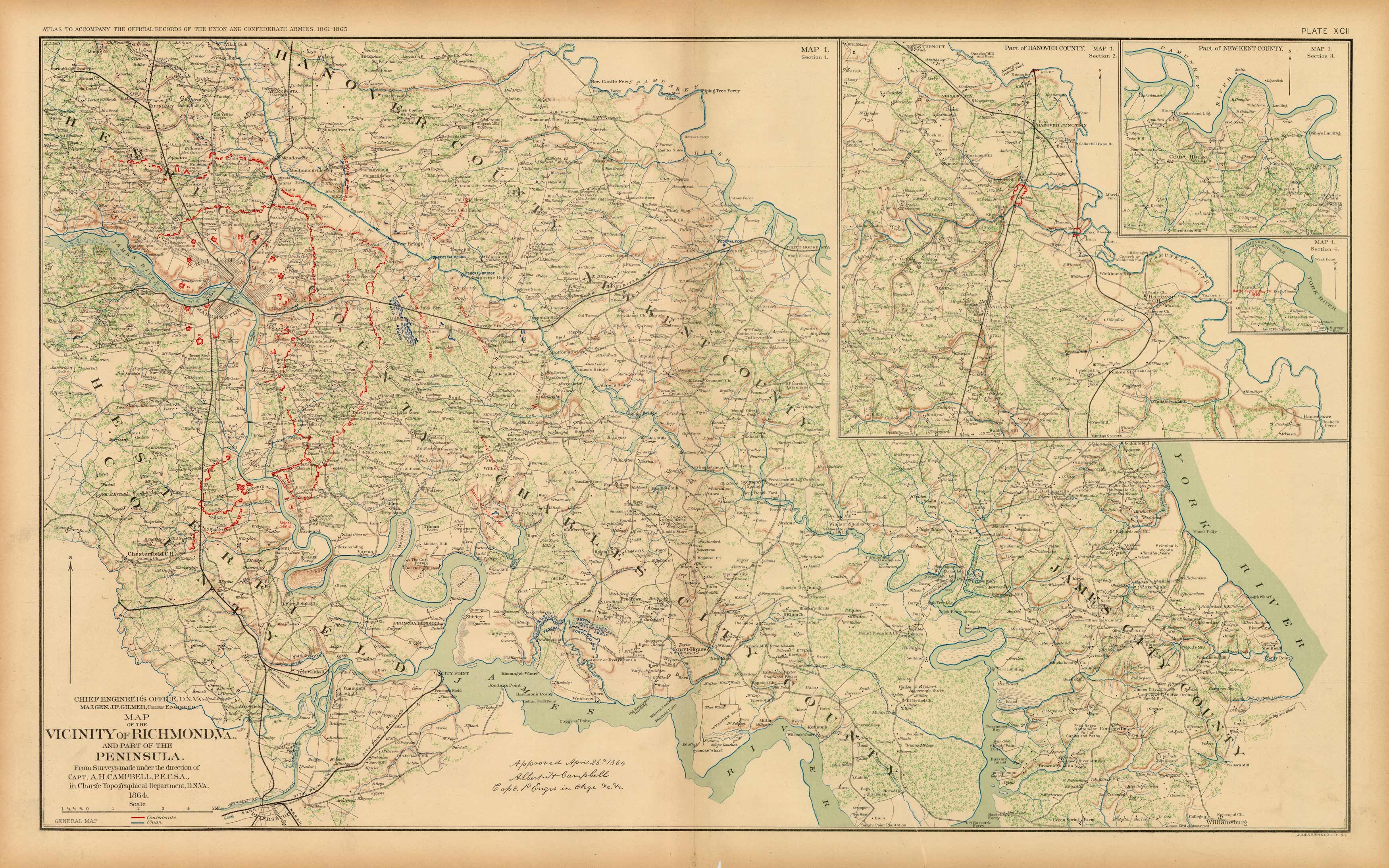 Civil War Atlas; Plate 92; Map of The Vicinity of Richmond