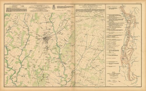 Civil War Atlas; Plate 95; Map of the Battle-Field of Gettysburg; Cavalry at Gettysburg; Gaps in the Mountains Winters in Tenn. to Louisa in Kentucky