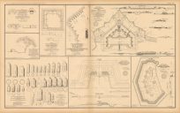 Civil War Atlas: Plate 107; Fort Prescott; Field Battery; Fort Sidney Johnston; Redan No.7