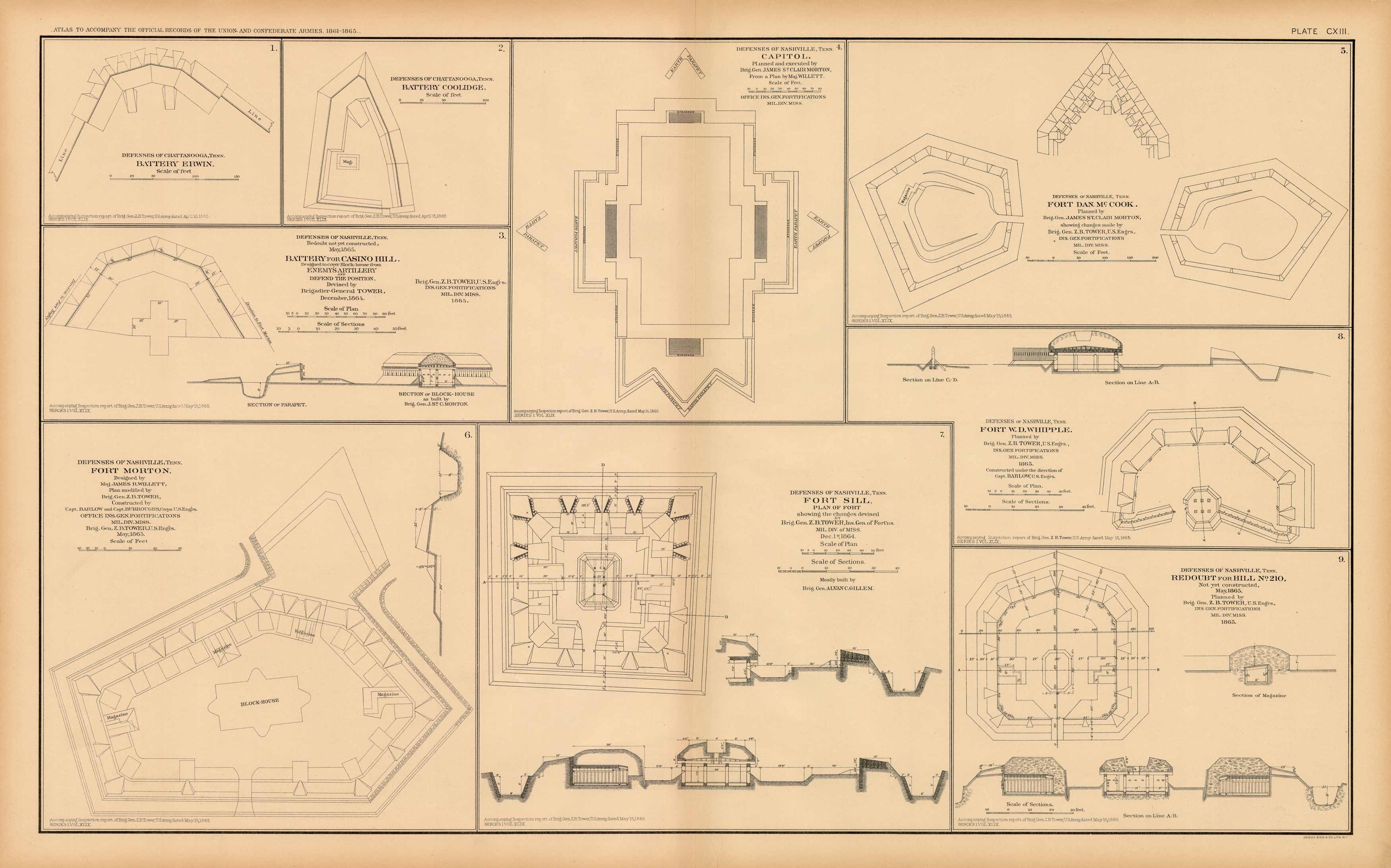 Civil War Atlas: Plate 113; Fort Morton; Sill; Nashville Civil War Atlas: Plate 113; Fort Morton; Sill; Nashville