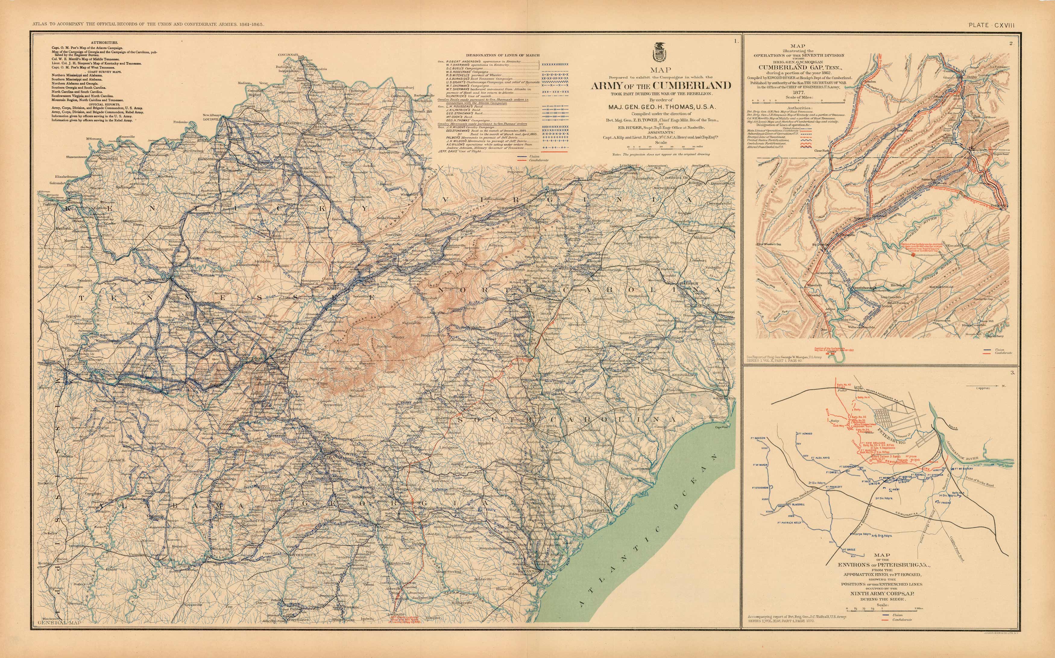 Civil War Atlas; Plate 118; Army of the Cumberland Civil War Atlas; Plate 118; Army of the Cumberland