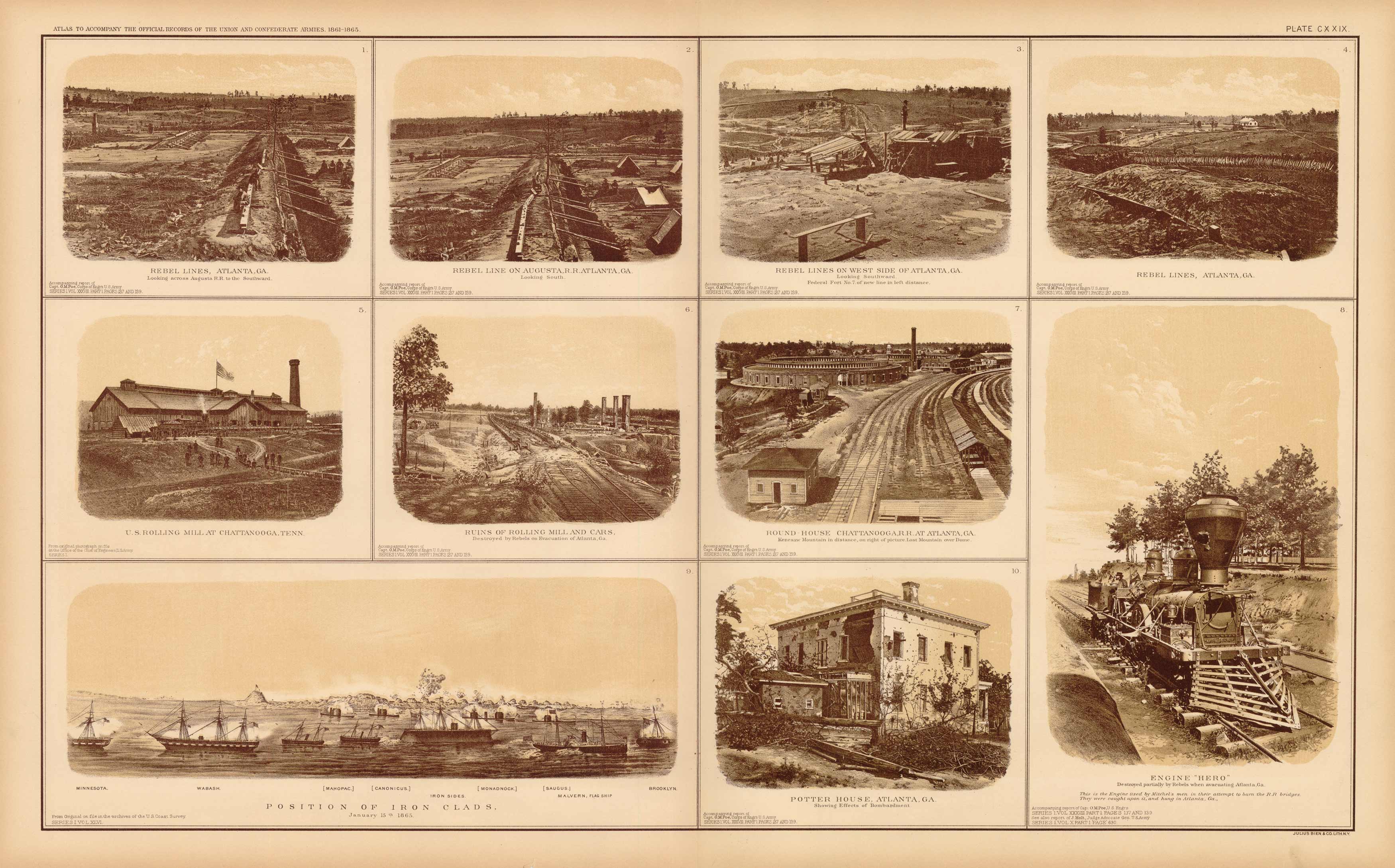 Civil War Atlas; Plate 129; Photographic Views of Rebel Lines around Atlanta Civil War Atlas; Plate 129; Photographic Views of Rebel Lines around Atlanta