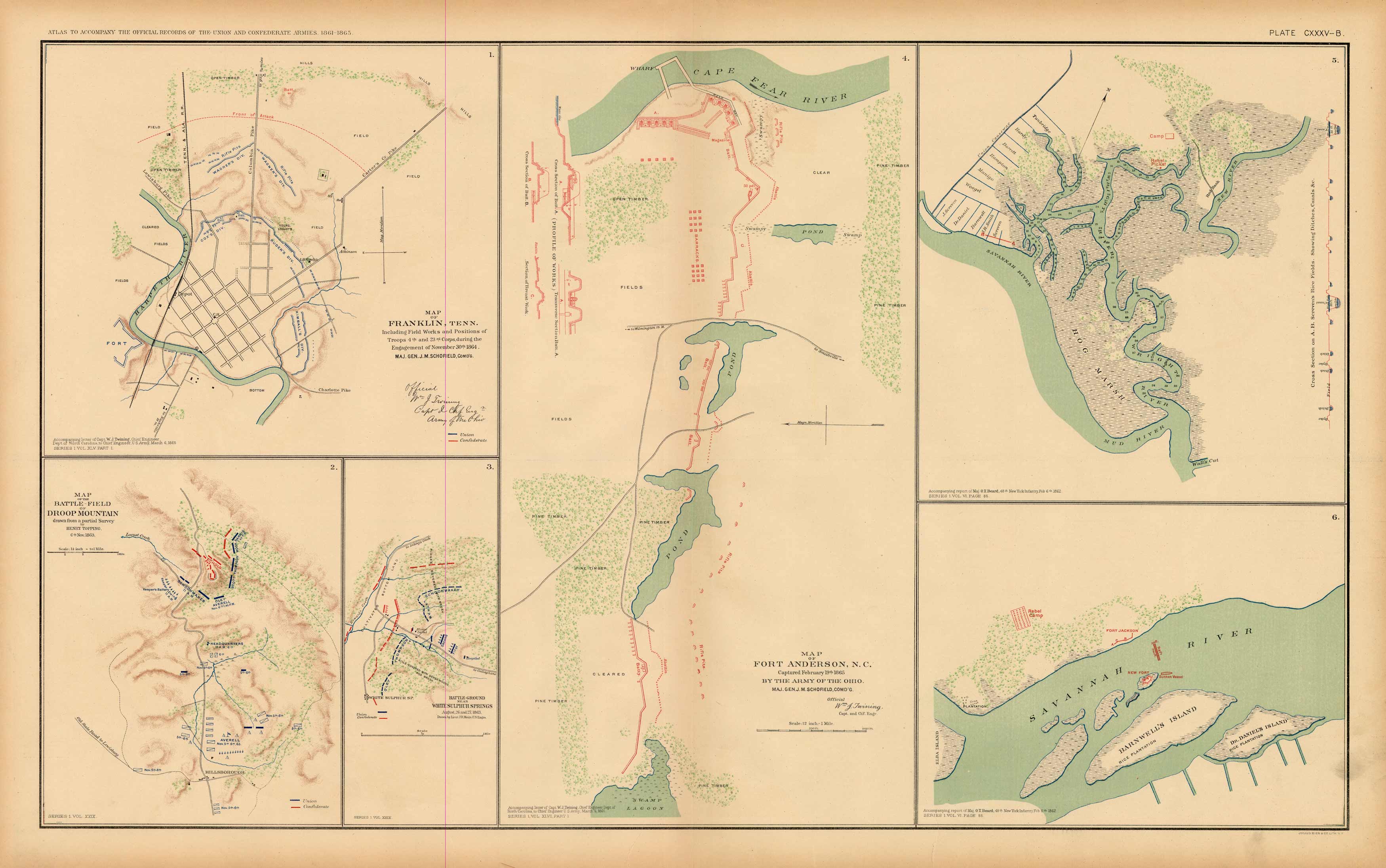 Civil War Atlas: Plate 135-B; Map of Fort Anderson; Franklin Civil War Atlas: Plate 135-B; Map of Fort Anderson; Franklin