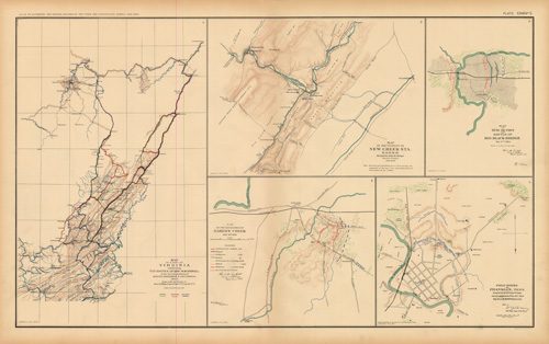 Civil War Atlas: Plate 135-c; Map of Virginia; New Creek; Big Black Bridge; Bakers Creek; Fraklin'