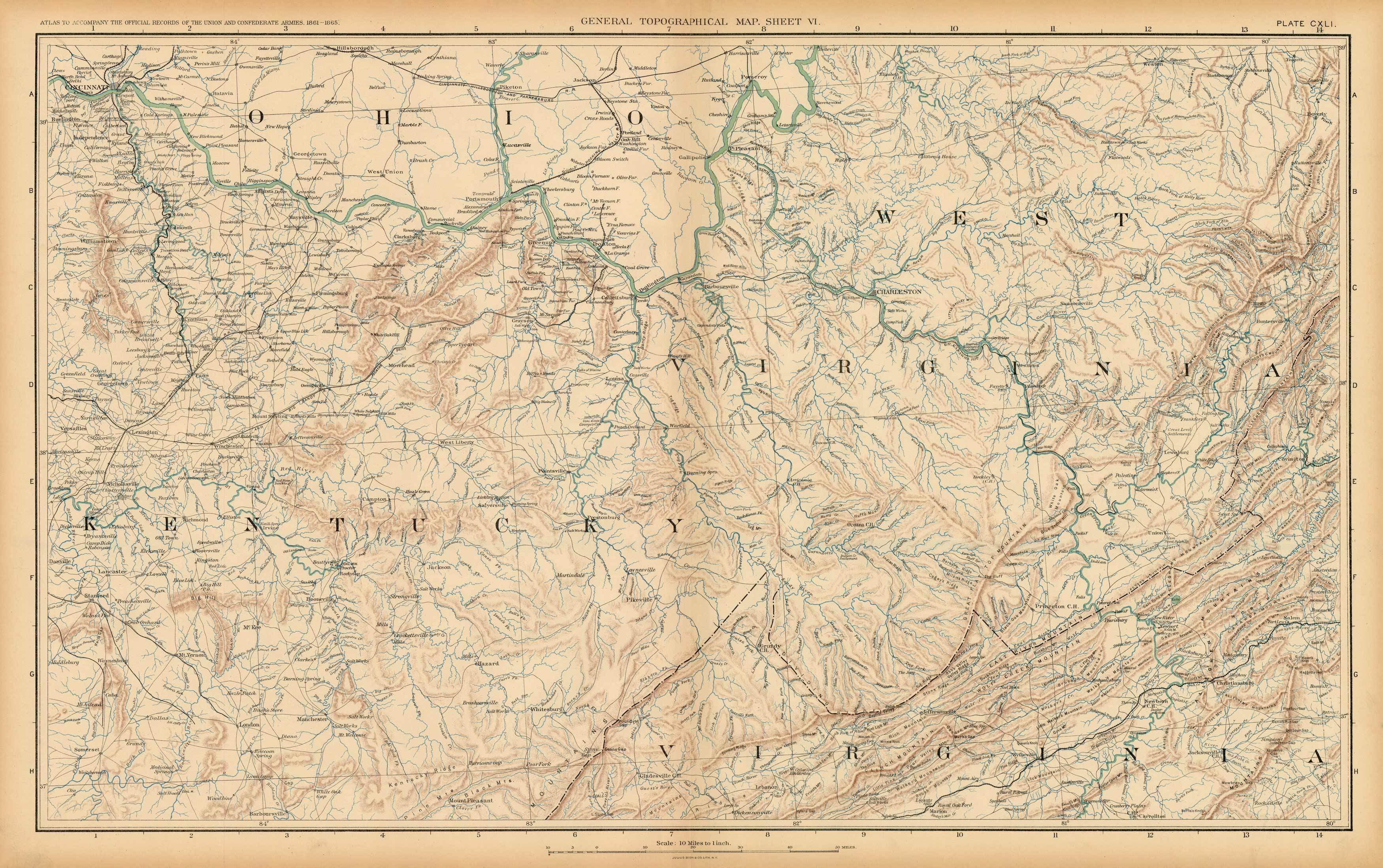 Civil War Atlas; Plate 141; Topographical Map of the Theatre of War; Kentucky Civil War Atlas; Plate 141; Topographical Map of the Theatre of War; Kentucky