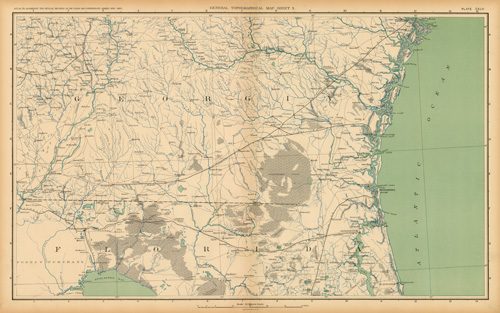 Civil War Atlas; Plate 145; Topographical Map of the Theatre of War; Georgia and Florida