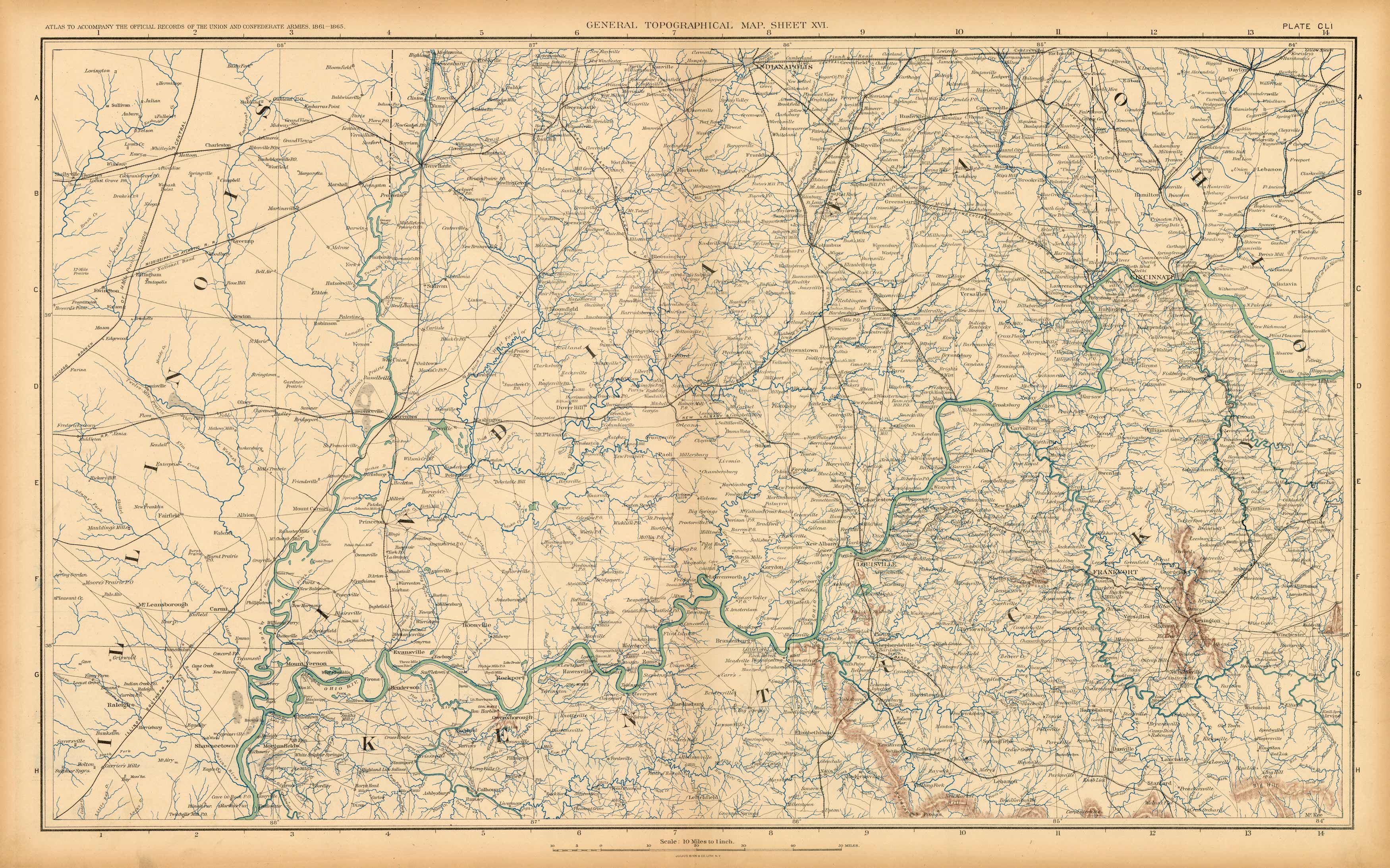Civil War Atlas; Plate 151; Topographical Map of the Theatre of War; Illinois Civil War Atlas; Plate 151; Topographical Map of the Theatre of War; Illinois
