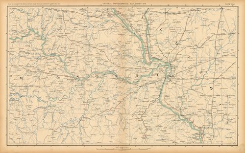 Civil War Atlas; Plate 152; Topographical Map of the Theatre of War; Missouri and Illinois