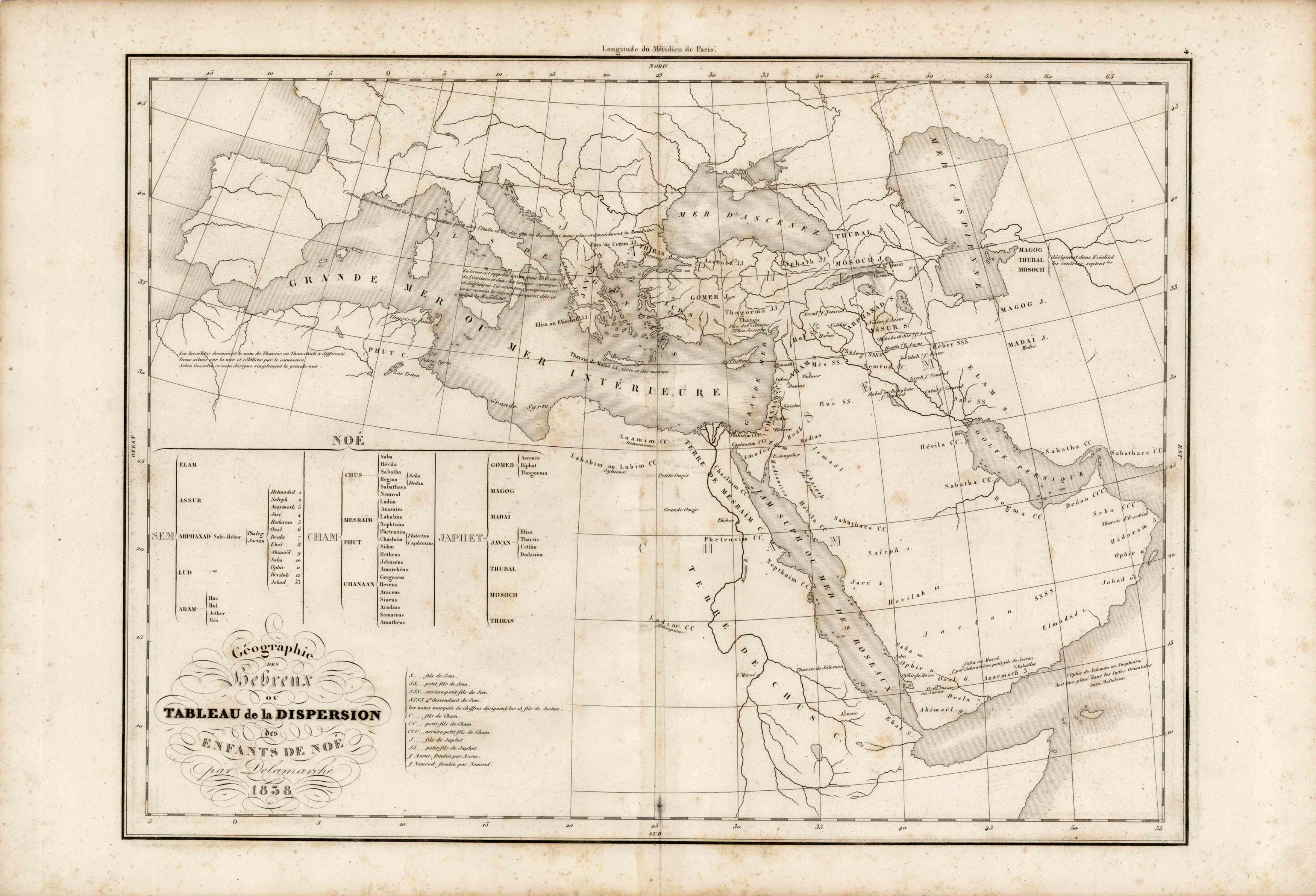 Geogrpahie des Hebreux ou Tableau de la Dispersion des Enfants de Noe par Delamarche