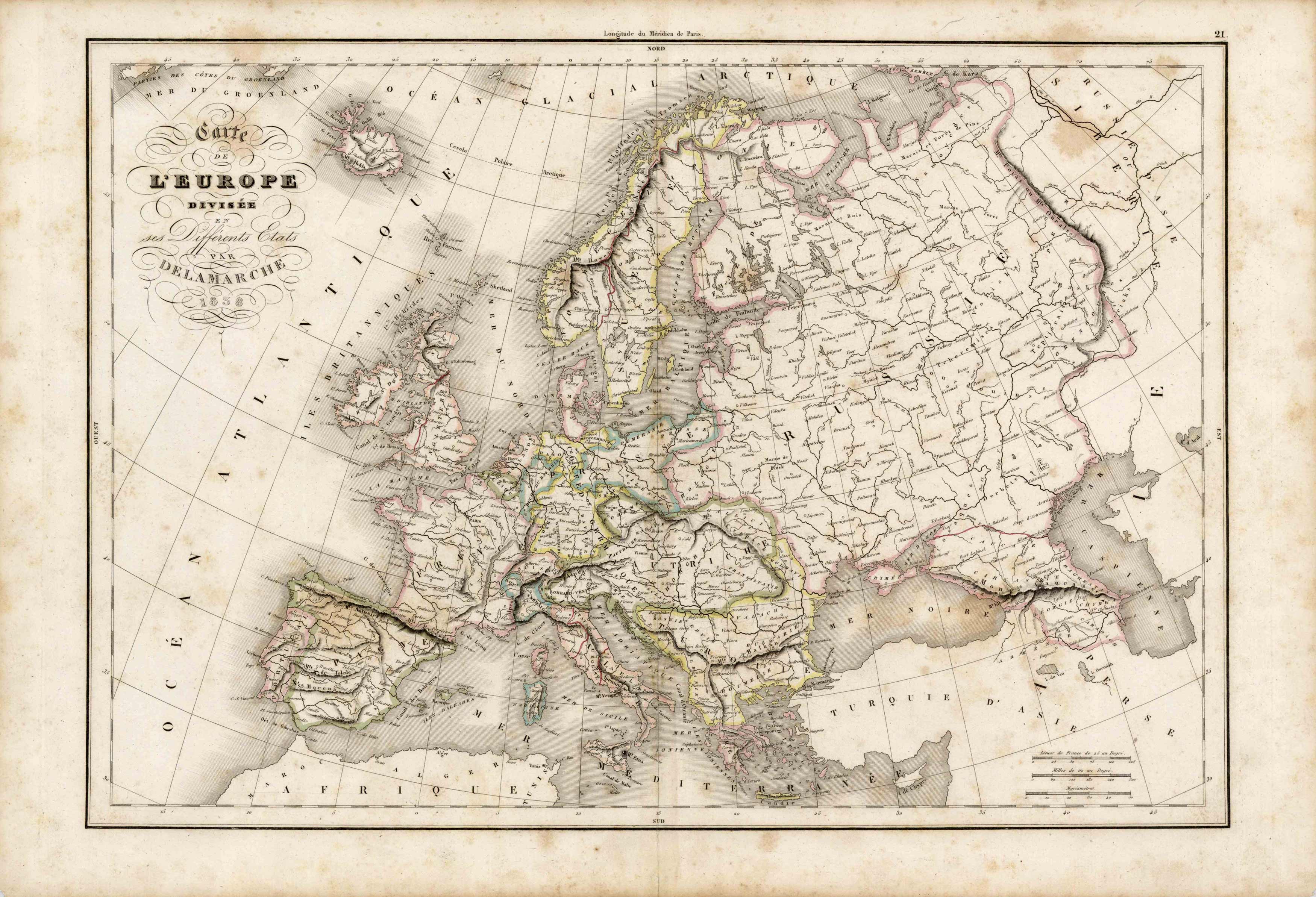 Carte de lEurope divisee en ses Differents Etats par Delamarche'