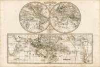 Mappemonde en Hemispheres et Oceanie par Delamarche