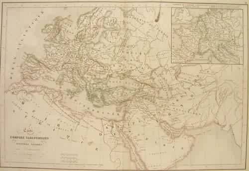 Carte de L`Empire Carlovingien et des Empires Arabes (Carlovingien empire)