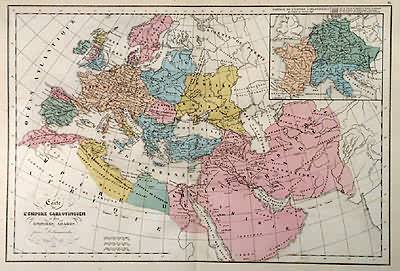 Carte de LEmpire Carlovingien et des Empires Arabes'