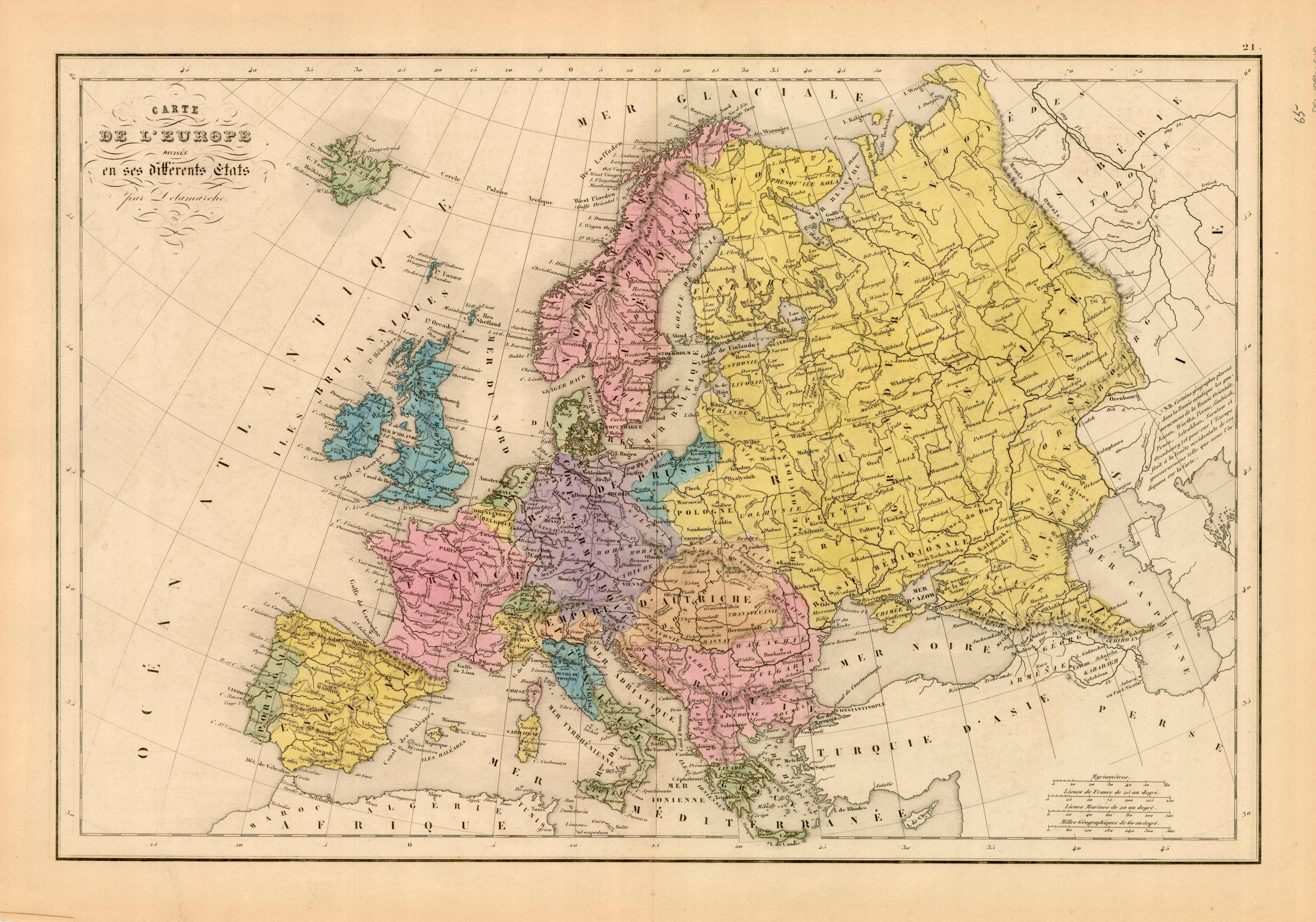 Carte De LEurope divisee en ses differents Etets' - Art Source ...