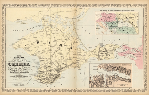 A Complete Map of the Crimea Showing the Military and Carriage Roads with Distances from Various Points of the Western Coast