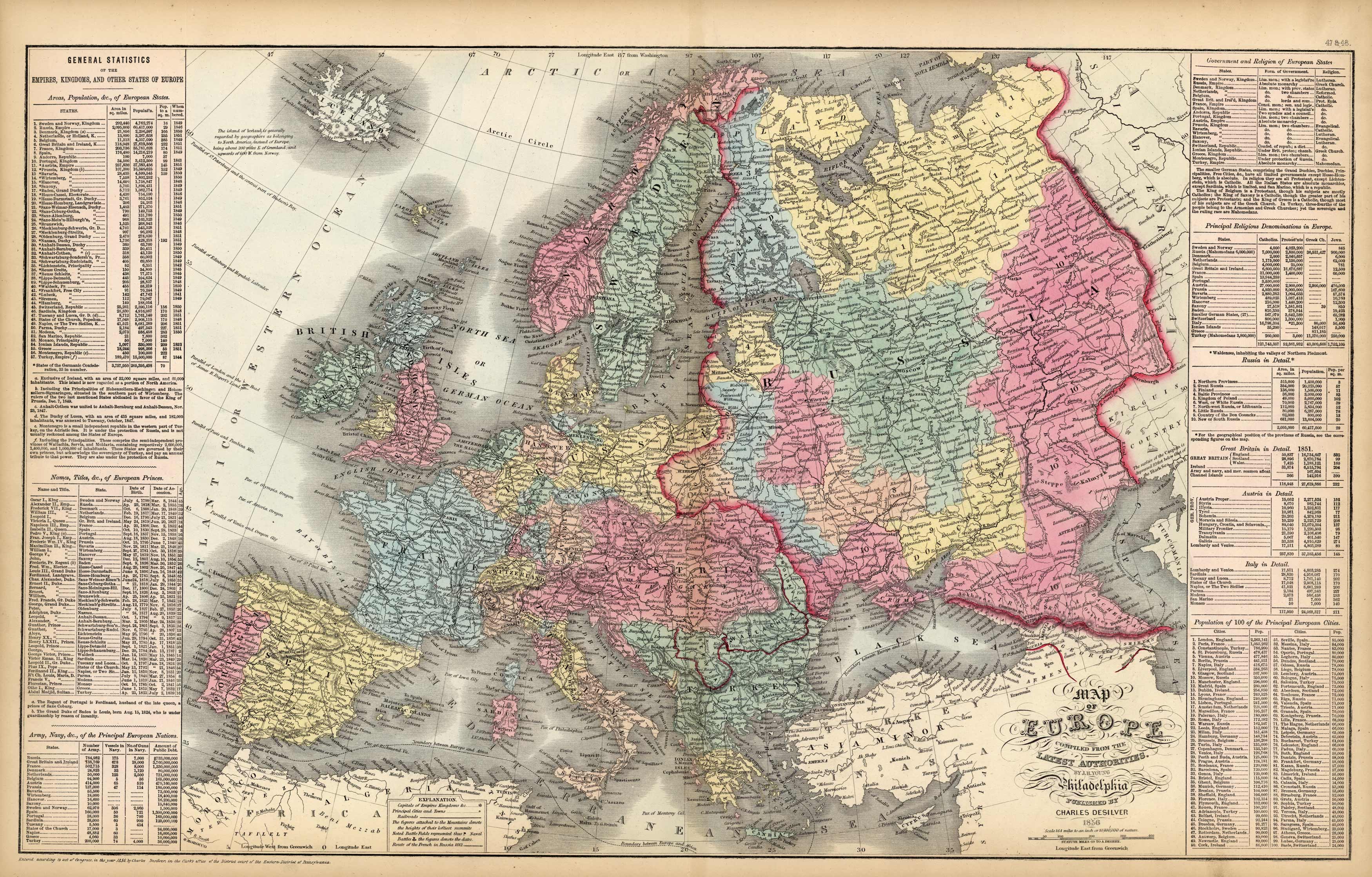 Map of Europe Compiled from the Latest Authorities