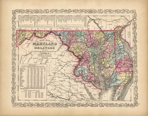 A New Map of Maryland and Delaware with their Canals