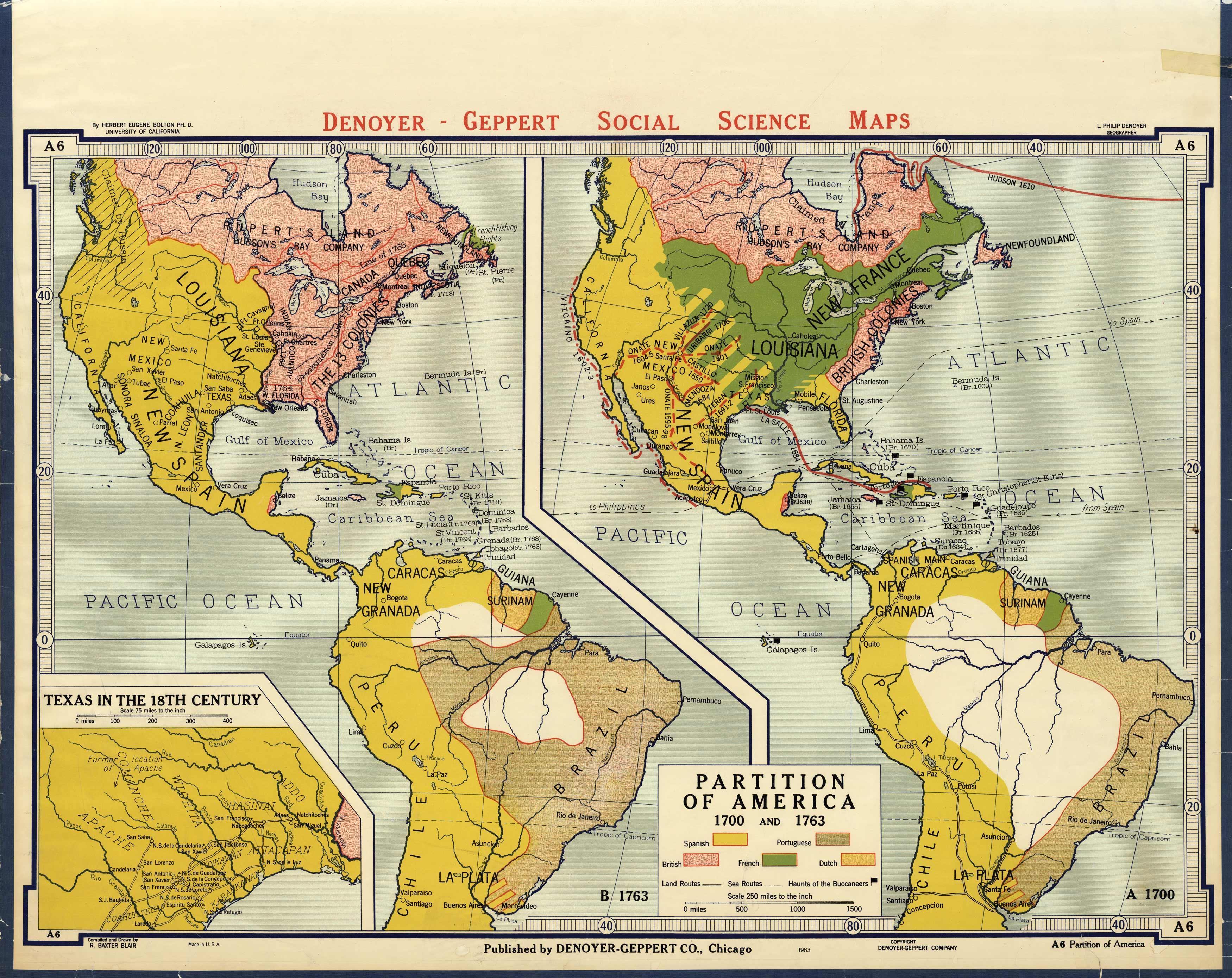 Partition of America 1700 AND 1763