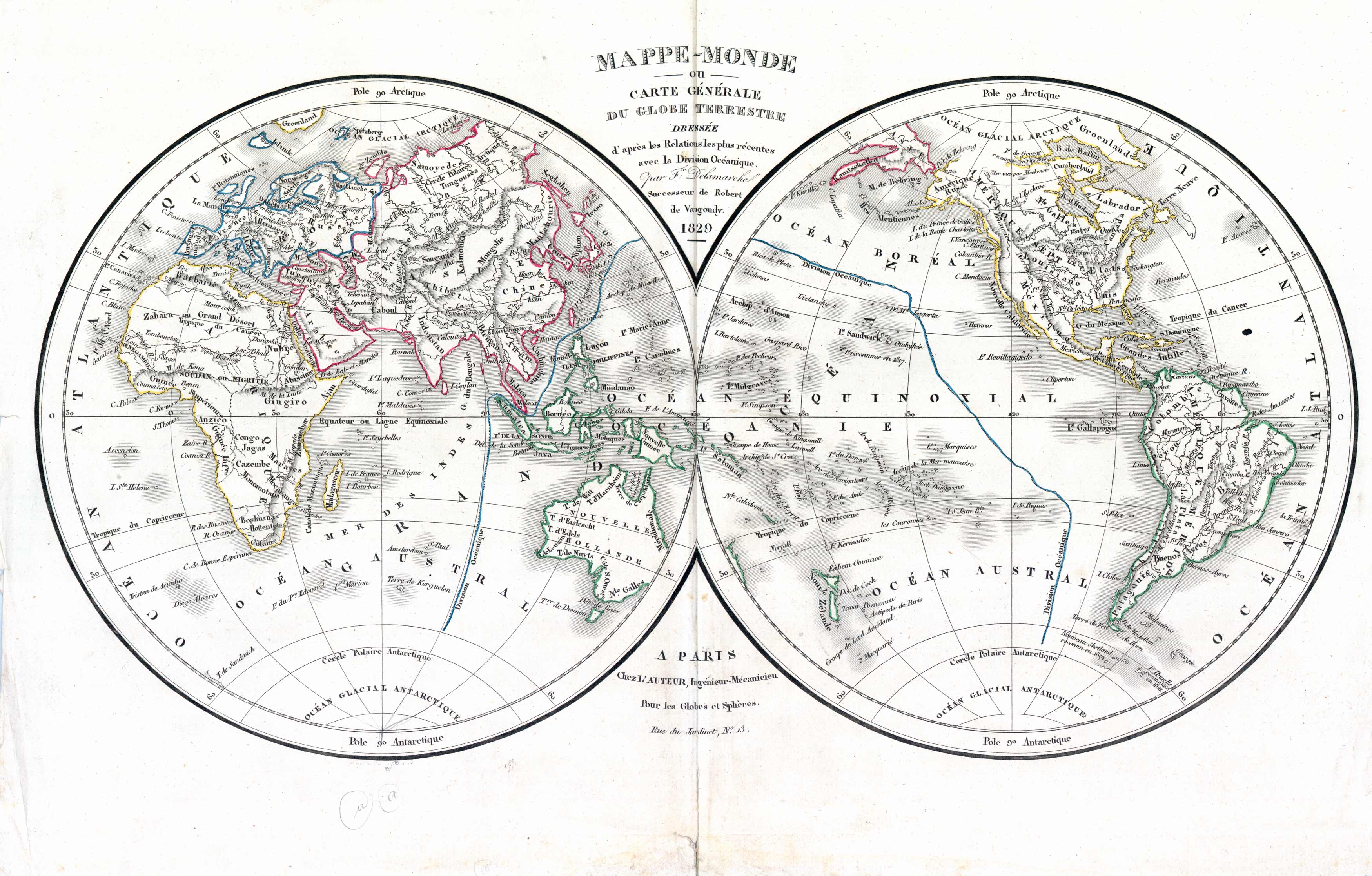 Mapemonde Planisphere ou Carte Generale du