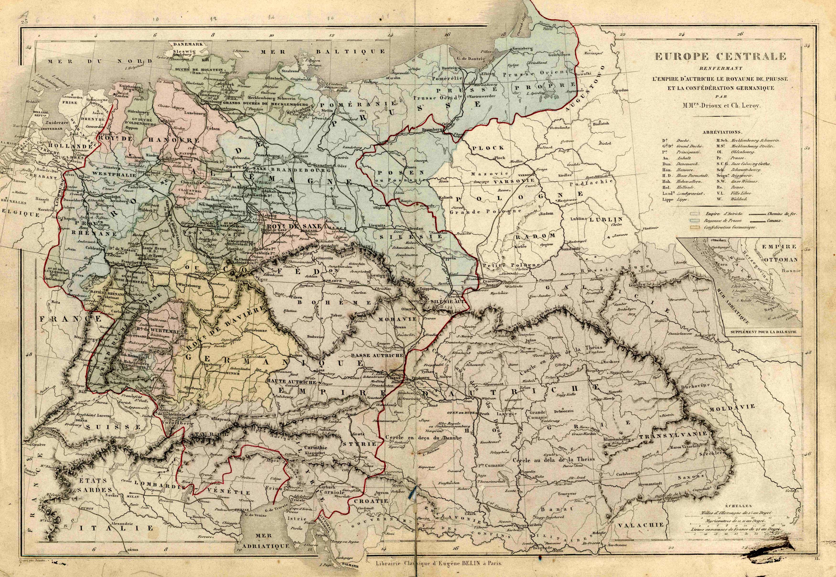 Europe Central renfermant lEmpire d'Autriche, le Royaume de Prusse et ...
