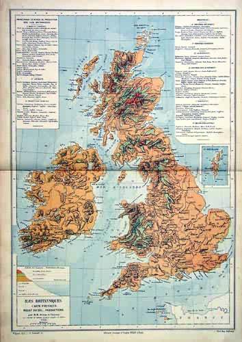 Iles Britanniques Carte Physique (Physical Chart of the British Isles)