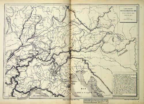 Carte Physique De Lallemagne Du Sud Et De L'Italie du Nord (Physical Chart of South Germany and North Italy)'