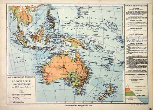 Carte Physique et Economique de LOceanie Occidentale (Physical and Economic chart of the Western Ocean)'