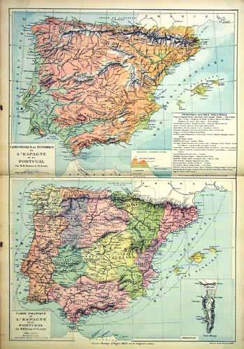 Carte Physique et Economique de LEspagne et du Portugal (Physical and Economic Chart of Spain and Portugal)'