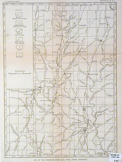 Map of the Cherokee-Creek Coal Field, Indian Territory - Art Source ...