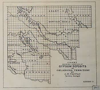 Chart Showing Location of Gypsum Deposits in Oklahoma Territory