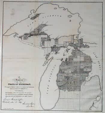 Diagram of the State of Michigan Showing the Districts Embraced in Contracts for Subdivisions North of Grand and Saganaw Rivers.