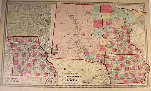 County Map of Missouri / County Map of Iowa