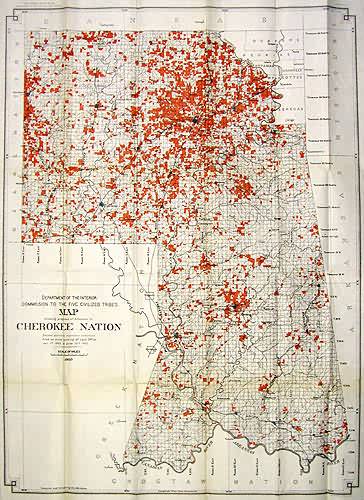 Map showing the progress of allotments in Cherokee Nation