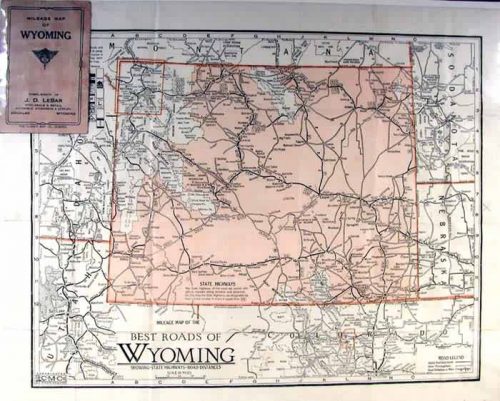 Mileage Map of the Best Roads of Wyoming