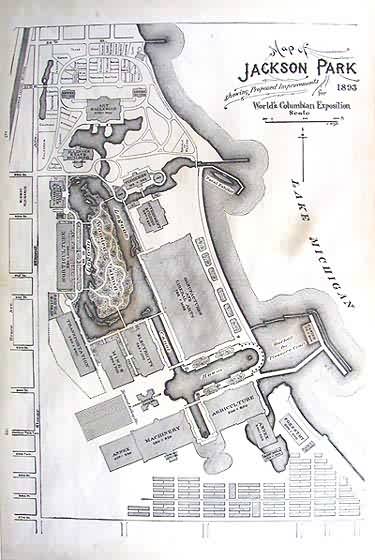 Map of Jackson Park Showing Proposed Improvements for Worlds Columbian Exposition'