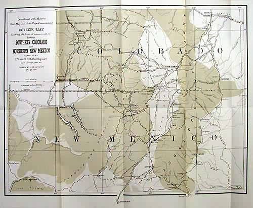 Outline Map Showing the lines of communication between Southern Colorado and Northern New Mexico