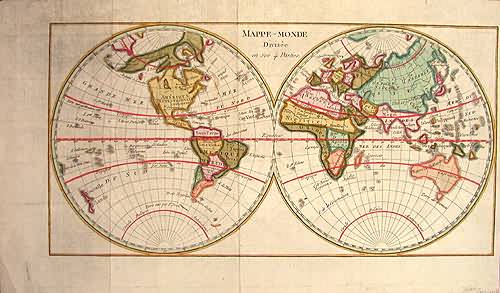 Mappe-Monde Divisee en ses 4 Parties