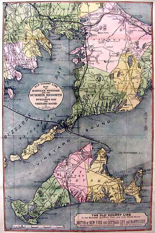 Old Colony Line Map of Marthas Vineyard and the Summer Resorts of Buzzards Bay and Vineyard Sound'