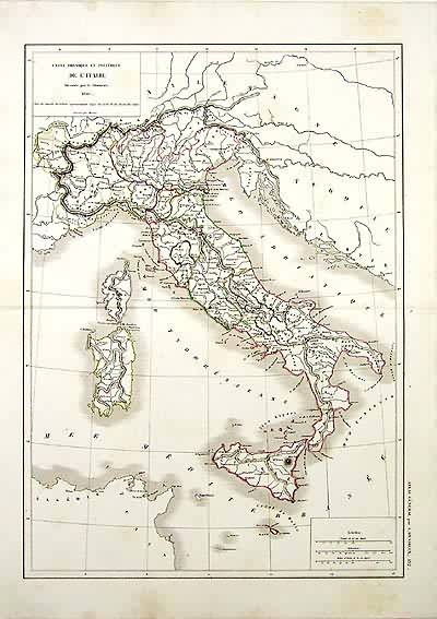 Carte Physique et Politique de LItalie (Physical and Political Map of ...