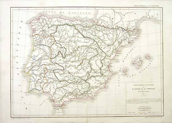 Carte Physique et Politique de LEspagne et du Portugal (Physical and Political Map of Spain and Portugal)'